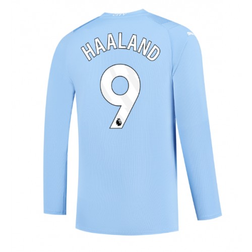 Pánský Fotbalový dres Manchester City Erling Haaland #9 2023-24 Domácí Dlouhý Rukáv